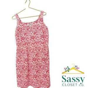 Tommy Bahama Sleeveless Geometric Print Dress White Red Women’s XL EUC